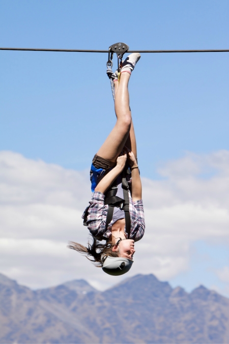 %TNT Magazine% Girl Upside Down on Line 4 Remarkables View resized