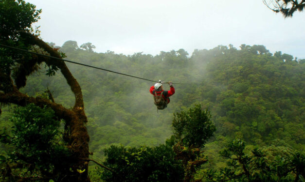 Zip-lining over the Costa Rican rainforest